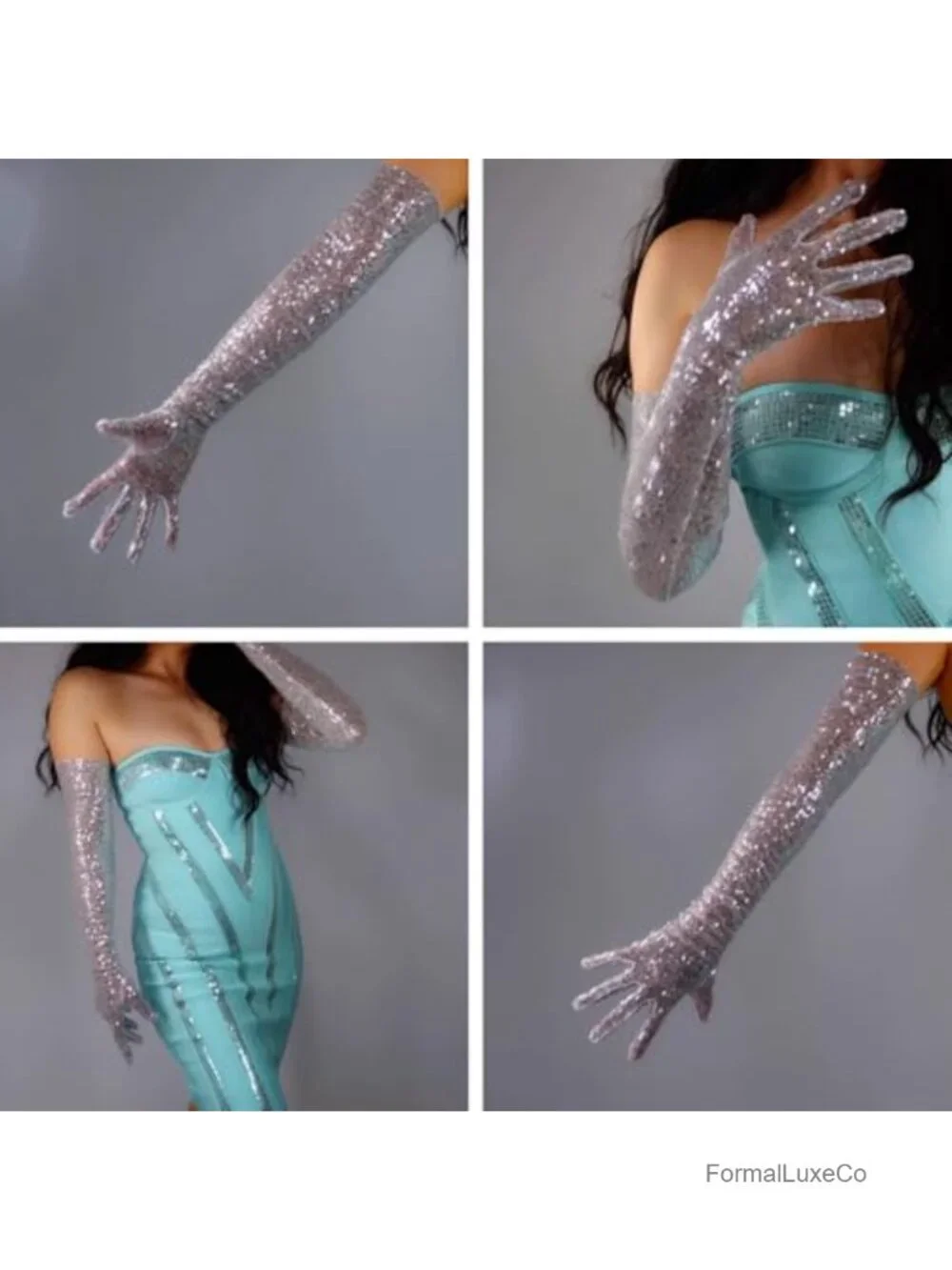 Sparkly Sequin Long Gloves Elbow Length Opera Party Gloves